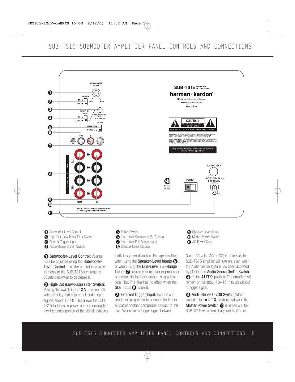 Harman-Kardon HKTS 15 User Manual | Page 5 / 16