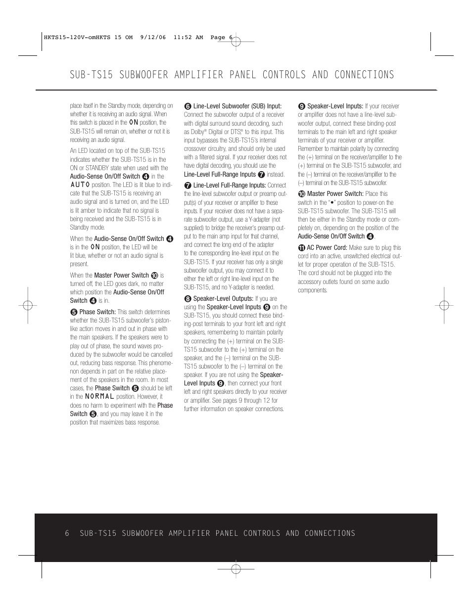 Harman-Kardon HKTS 15 User Manual | Page 6 / 16