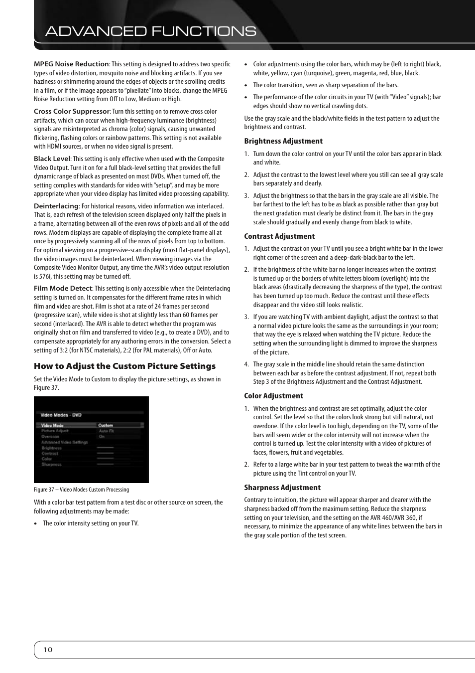 Advanced functions | Harman-Kardon AVR 460 User Manual | Page 10 / 28