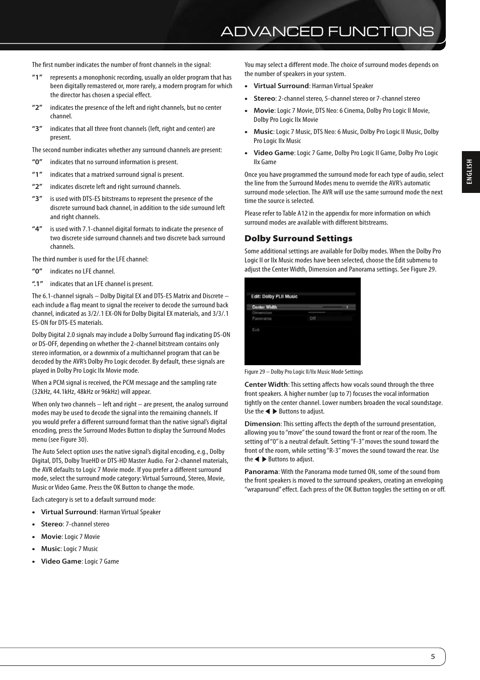 Advanced functions | Harman-Kardon AVR 460 User Manual | Page 5 / 28