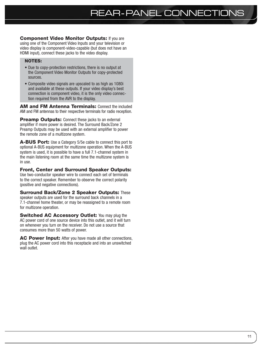 Rear - panel connections | Harman-Kardon AVR 3600 User Manual | Page 11 / 66