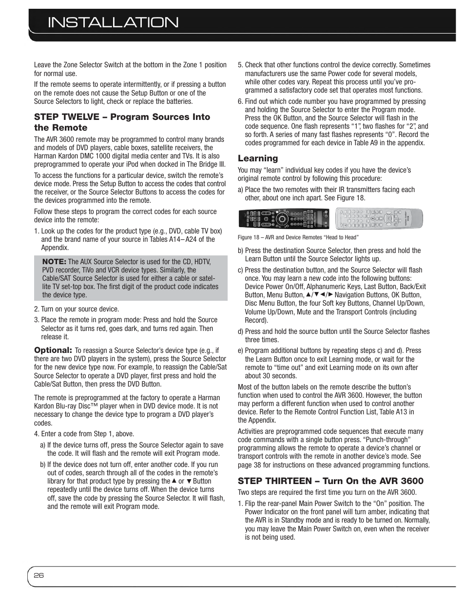 Installation | Harman-Kardon AVR 3600 User Manual | Page 26 / 66