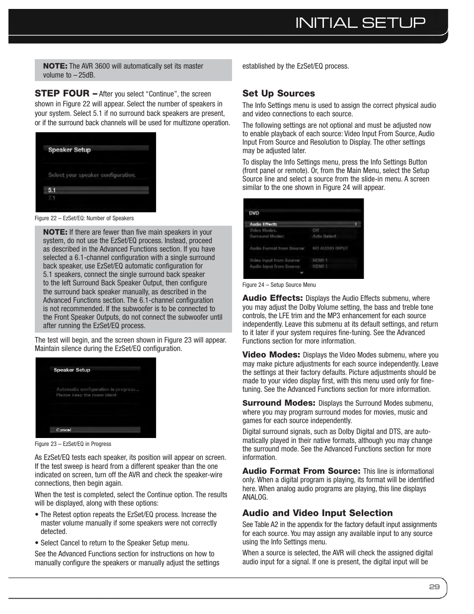 Initial setup | Harman-Kardon AVR 3600 User Manual | Page 29 / 66