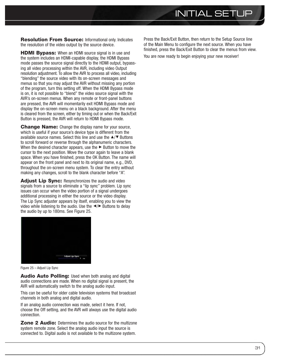 Initial setup | Harman-Kardon AVR 3600 User Manual | Page 31 / 66