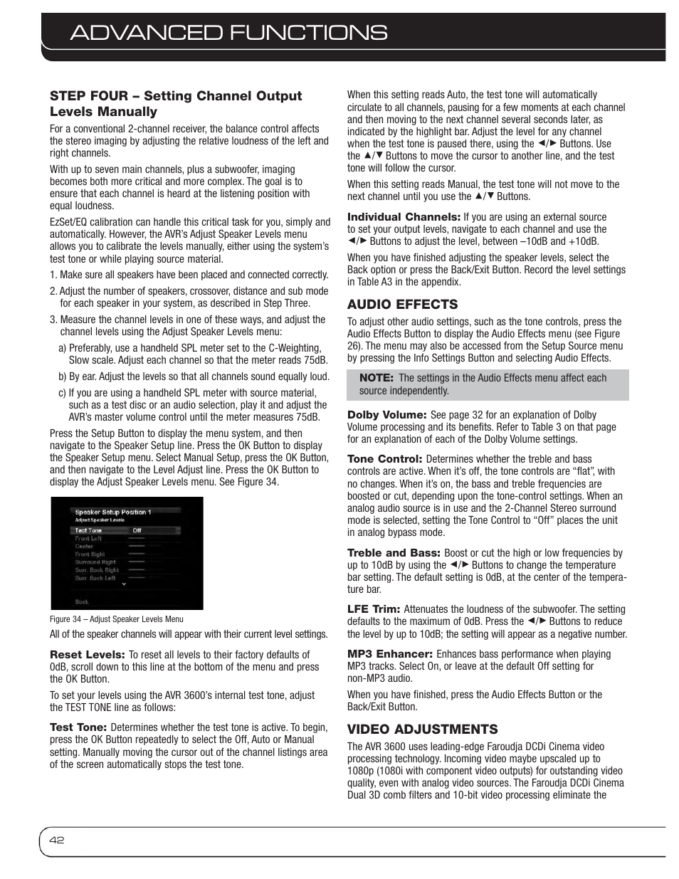 Advanced functions | Harman-Kardon AVR 3600 User Manual | Page 42 / 66