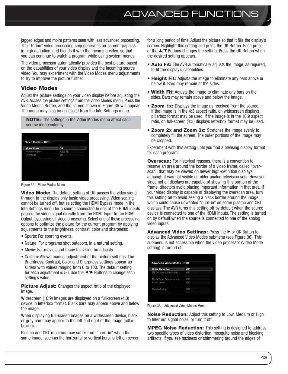 Advanced functions | Harman-Kardon AVR 3600 User Manual | Page 43 / 66