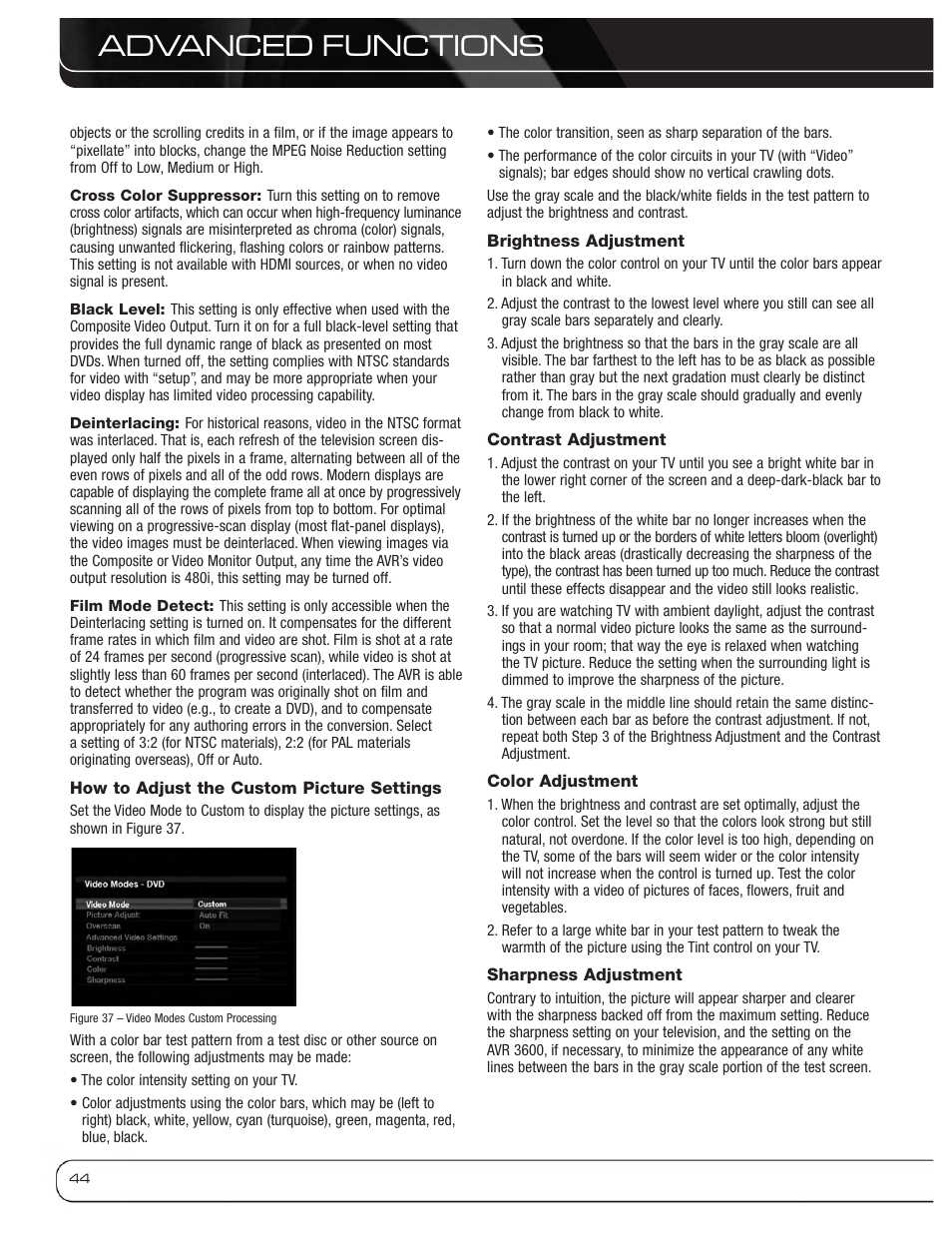 Advanced functions | Harman-Kardon AVR 3600 User Manual | Page 44 / 66