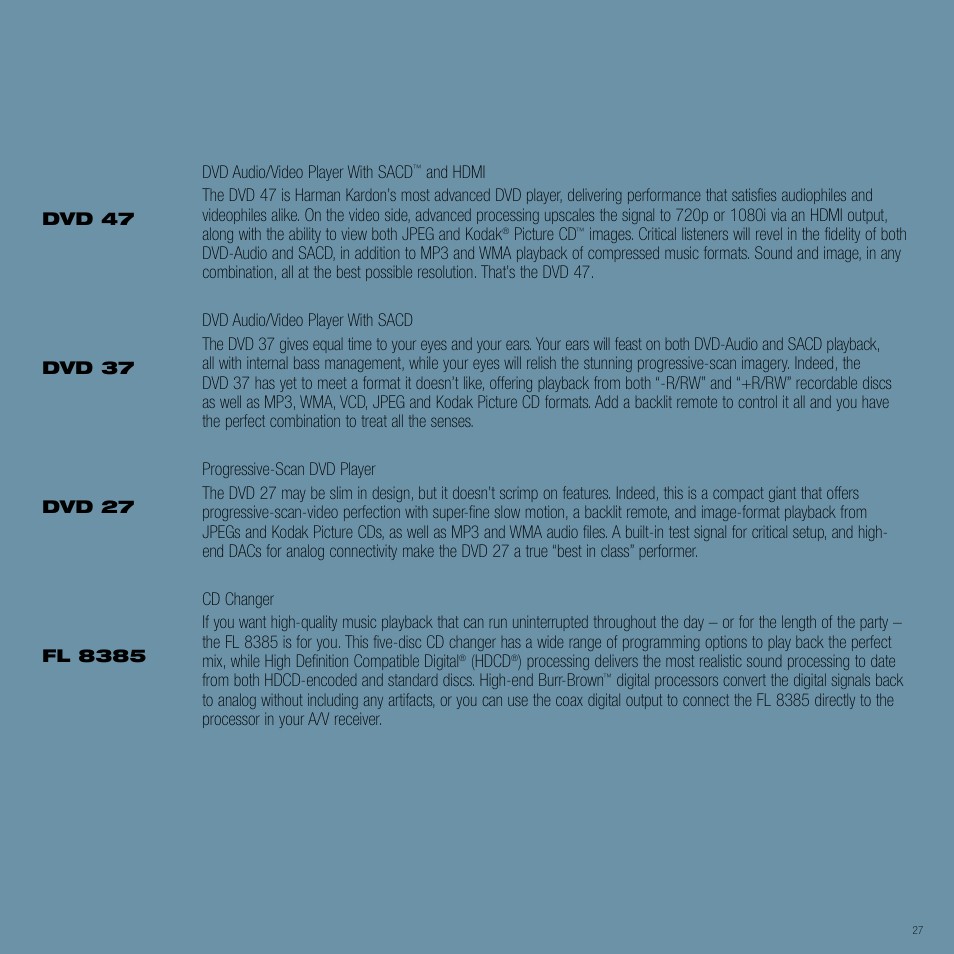 Harman-Kardon Home Theater System User Manual | Page 27 / 44