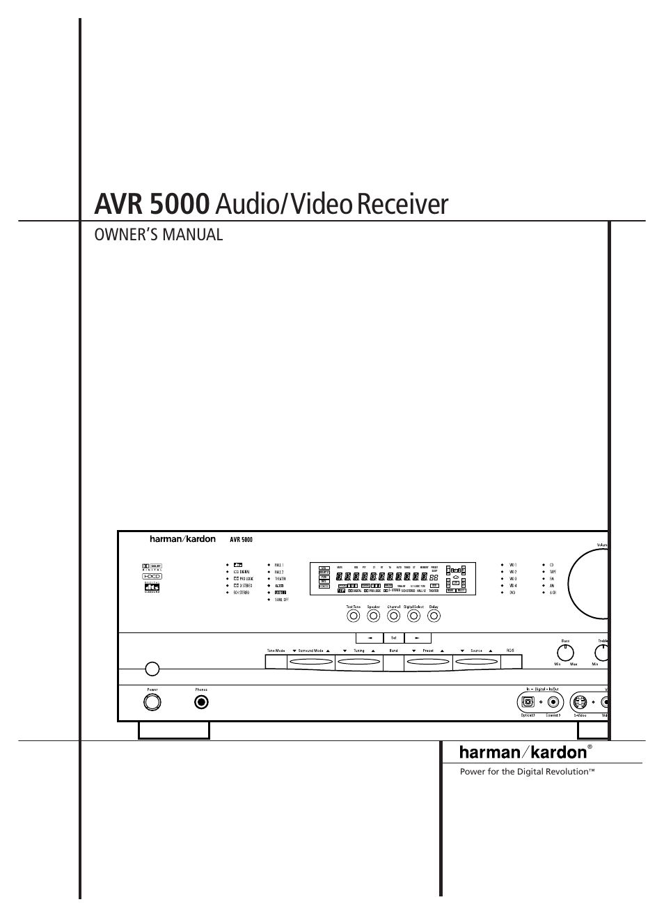 Harman-Kardon AVR 5000 User Manual | 58 pages