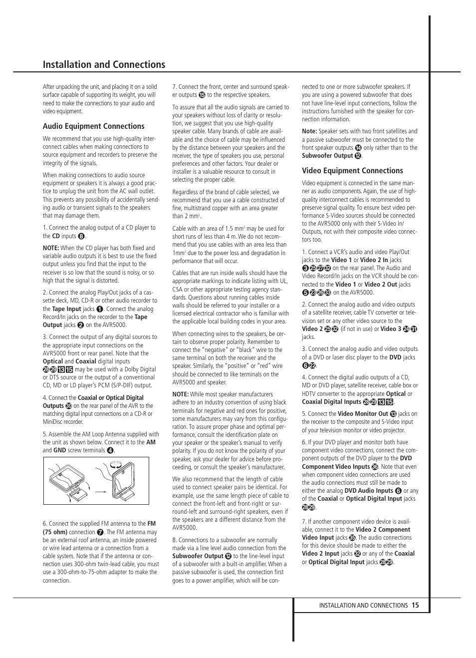 Installation and connections | Harman-Kardon AVR 5000 User Manual | Page 15 / 58