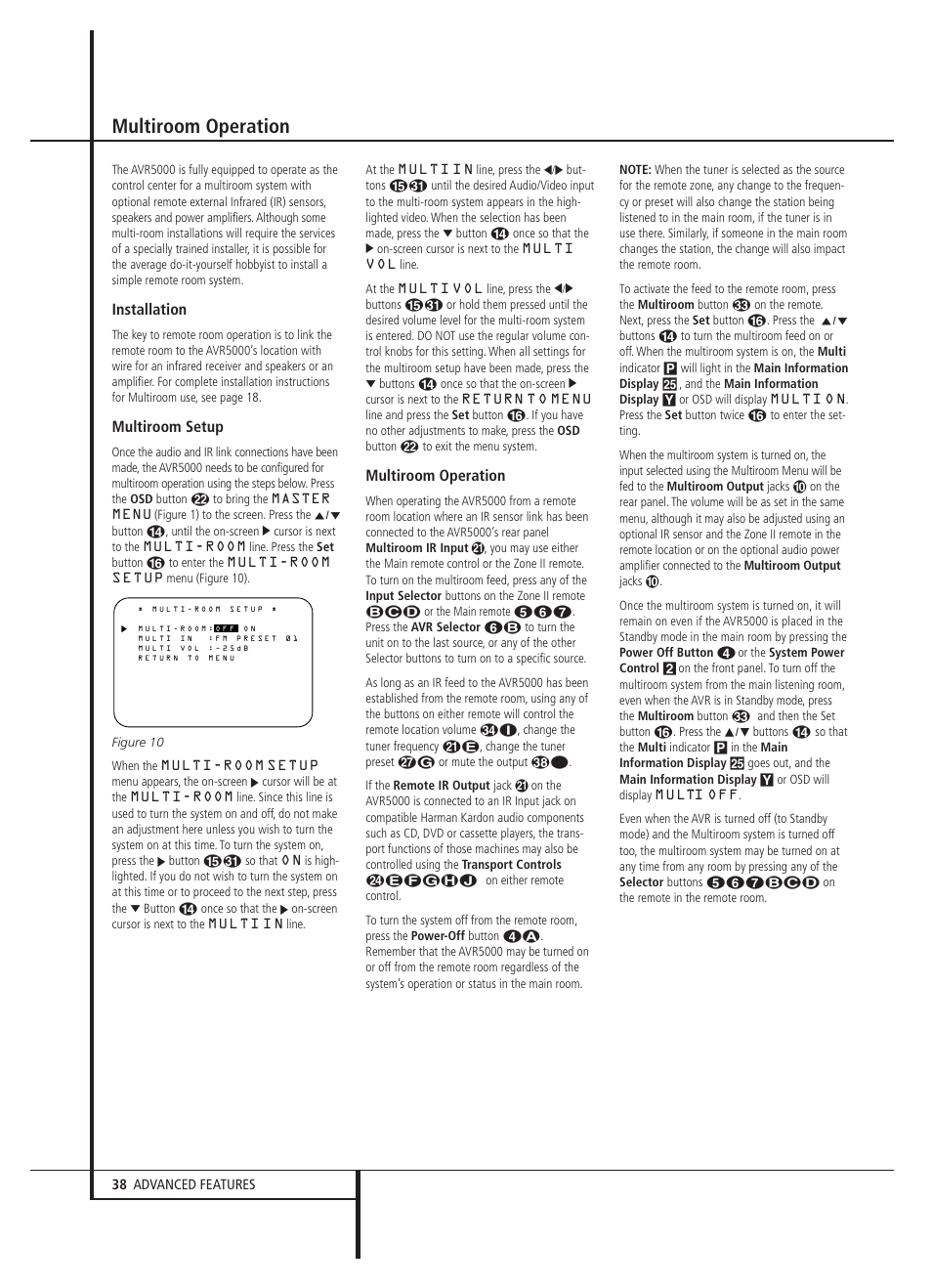 Multiroom operation, Installation, Multiroom setup | Harman-Kardon AVR 5000 User Manual | Page 38 / 58