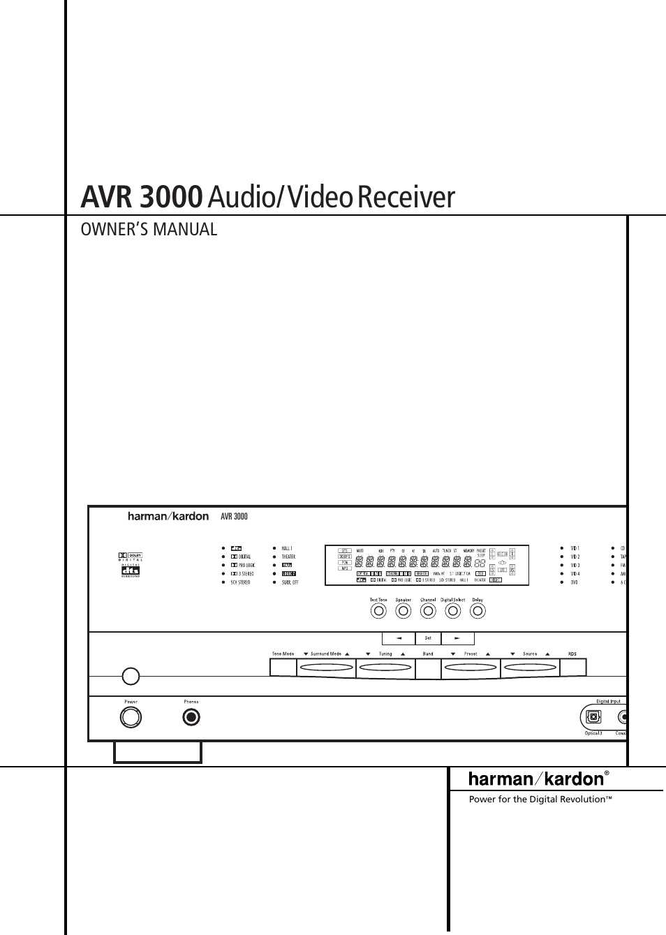 Harman-Kardon AVR 3000 User Manual | 52 pages