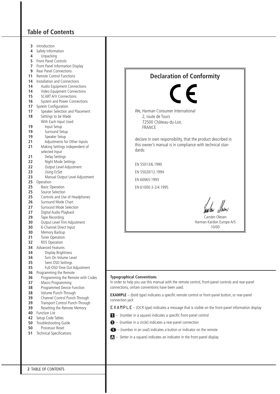 Harman-Kardon AVR 3000 User Manual | Page 2 / 52