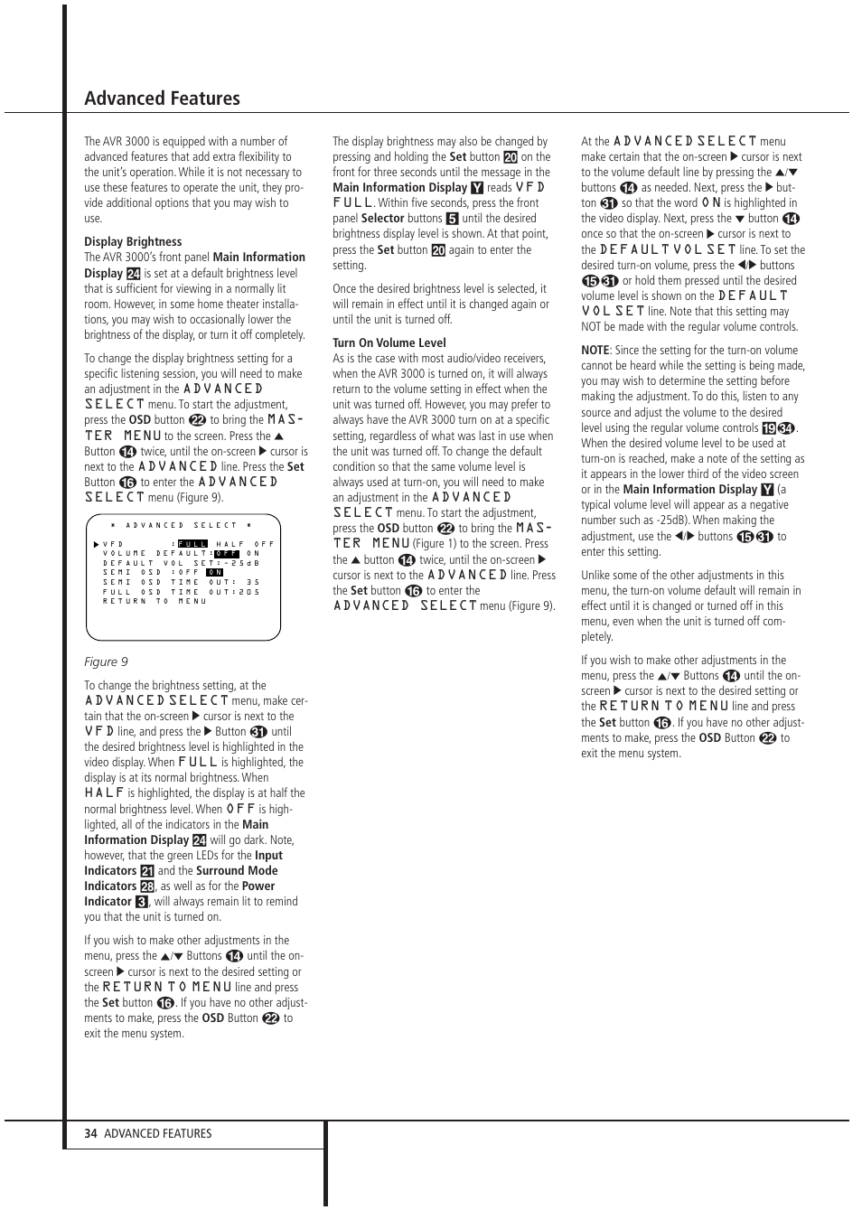 Advanced features | Harman-Kardon AVR 3000 User Manual | Page 34 / 52