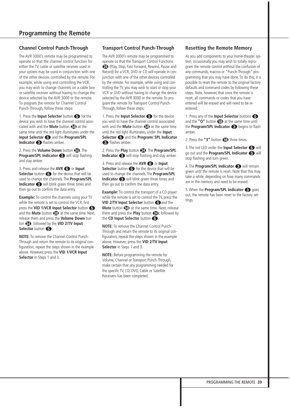 Programming the remote | Harman-Kardon AVR 3000 User Manual | Page 39 / 52