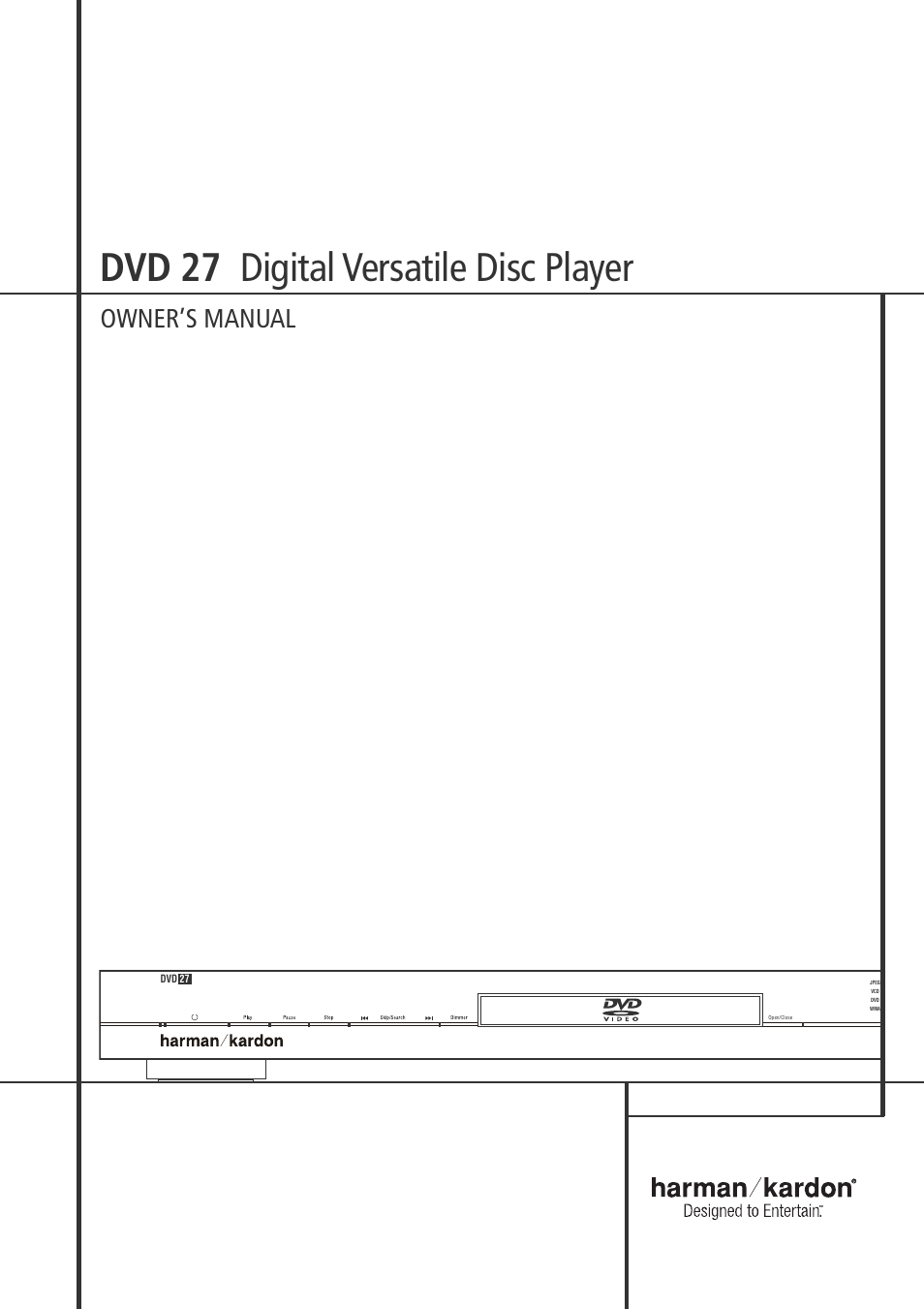 Harman-Kardon DVD 27 User Manual | 28 pages