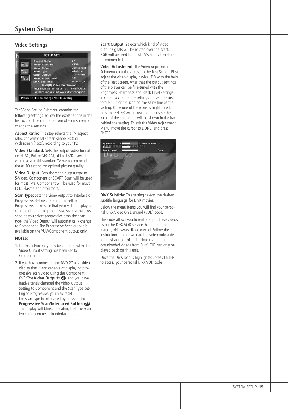 System setup | Harman-Kardon DVD 27 User Manual | Page 19 / 28