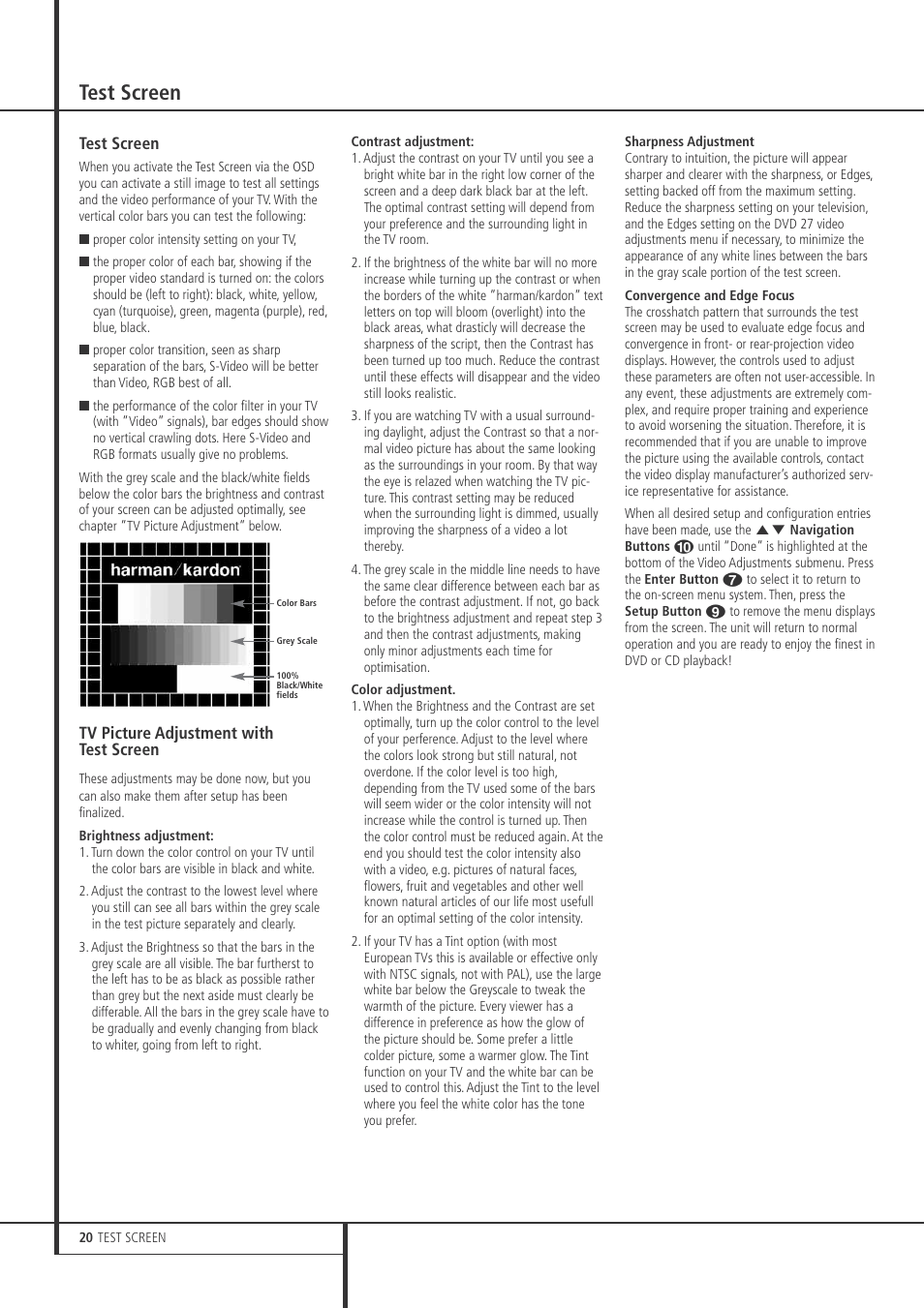 Test screen | Harman-Kardon DVD 27 User Manual | Page 20 / 28