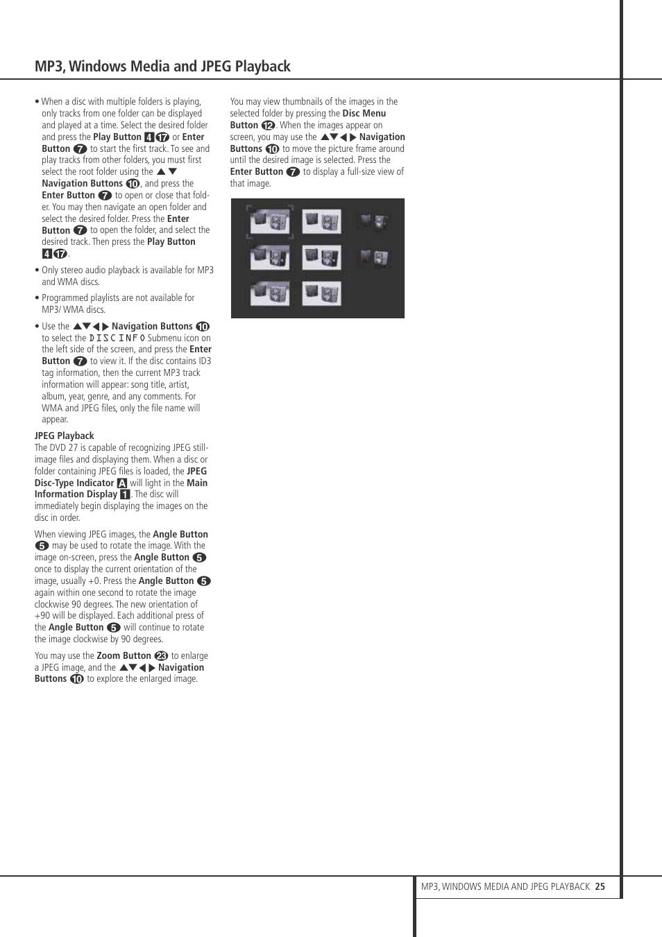 Mp3, windows media and jpeg playback | Harman-Kardon DVD 27 User Manual | Page 25 / 28