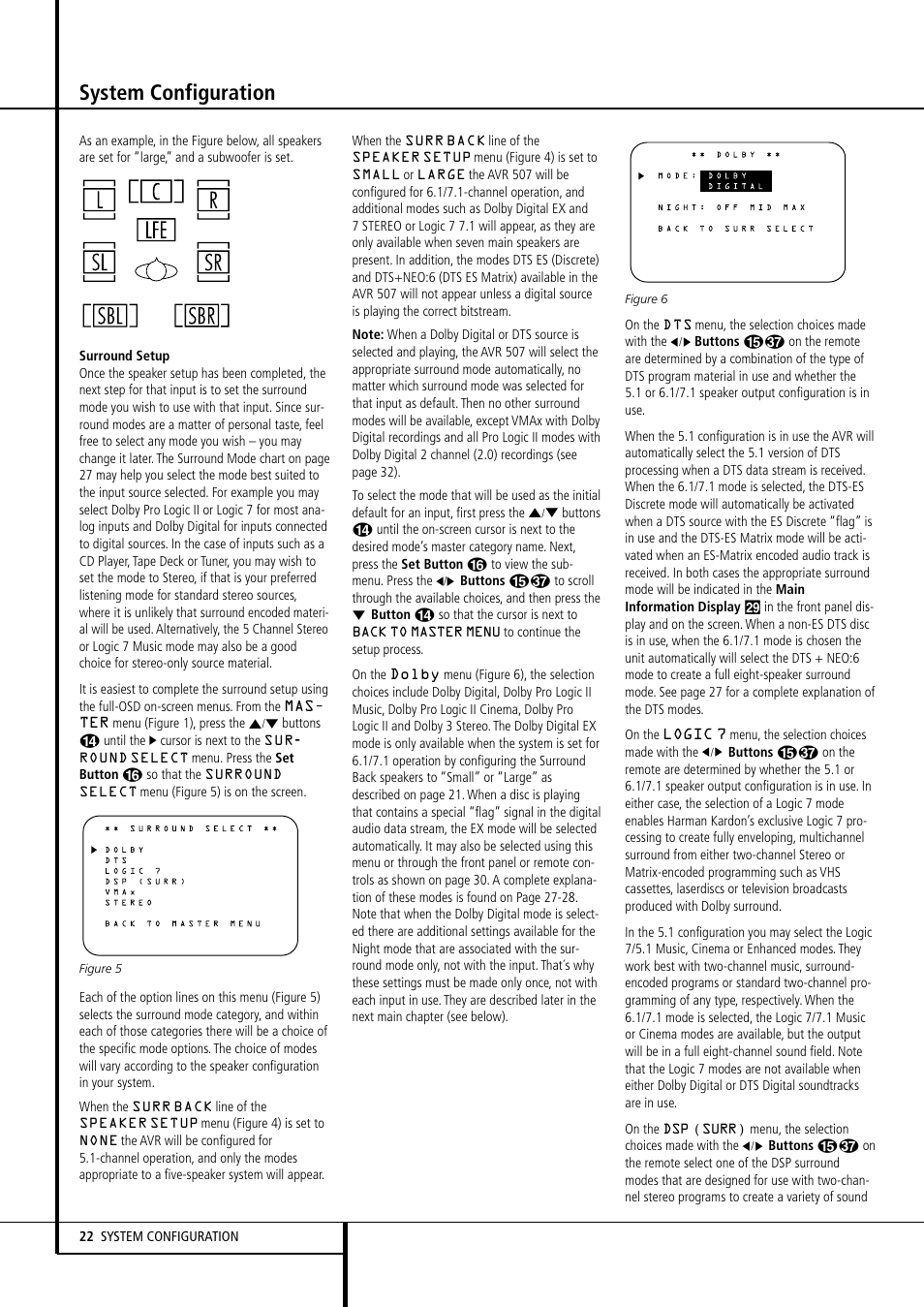 System configuration | Harman-Kardon AVR507 User Manual | Page 22 / 48