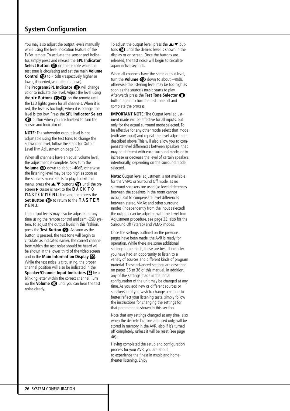 System configuration | Harman-Kardon AVR507 User Manual | Page 26 / 48