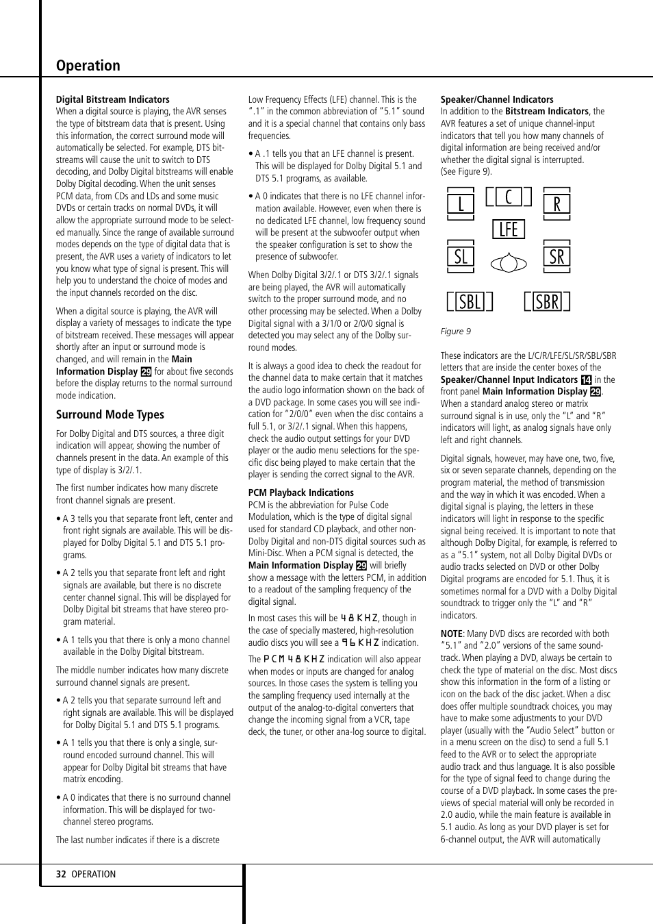 Operation | Harman-Kardon AVR507 User Manual | Page 32 / 48