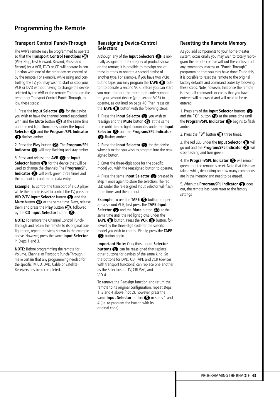 Programming the remote | Harman-Kardon AVR507 User Manual | Page 43 / 48