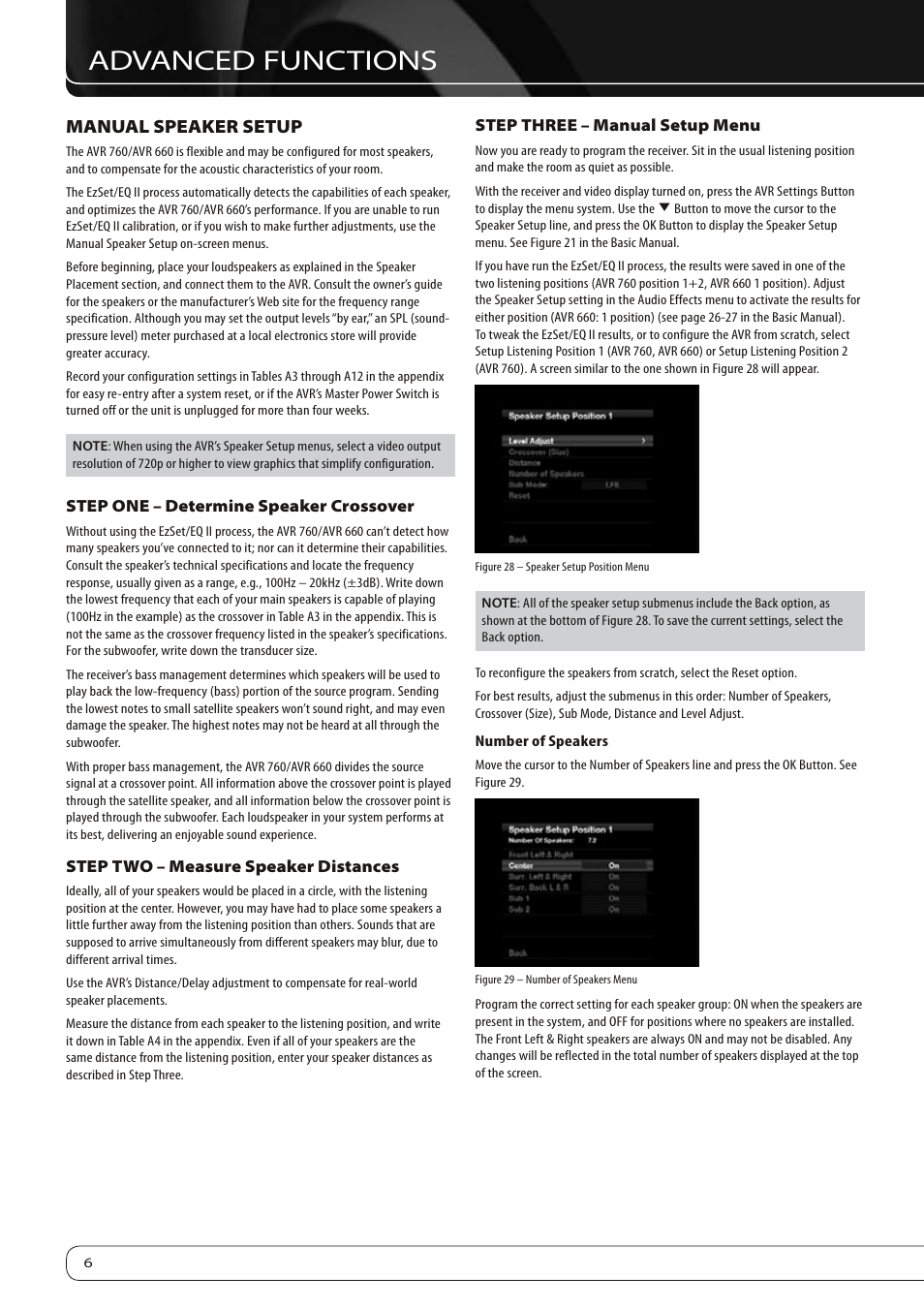 Advanced functions, Manual speaker setup | Harman-Kardon AVR 760 User Manual | Page 6 / 28