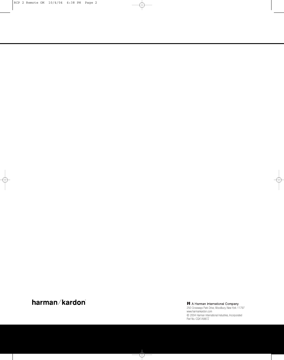 Harman-Kardon RCP 2 User Manual | Page 24 / 24