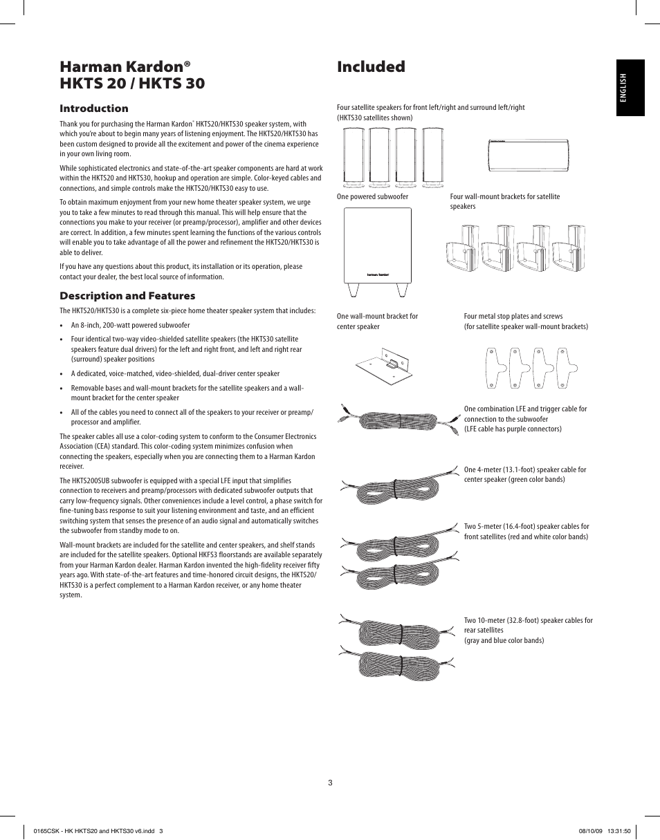 Harman kardon® hkts 20 / hkts 30 included | Harman-Kardon HKTS20 User Manual | Page 3 / 12