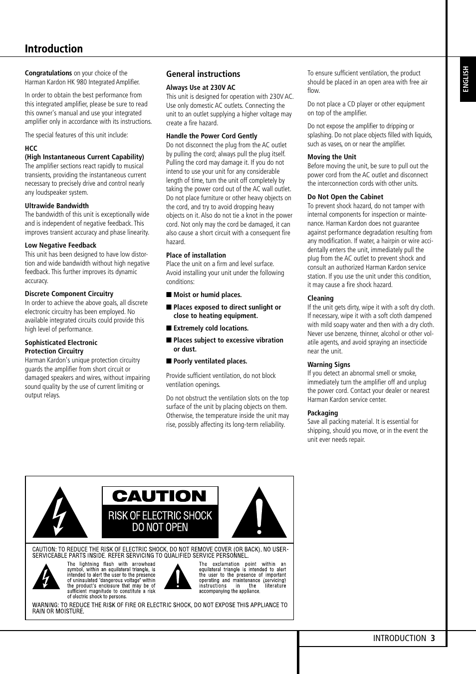 Introduction | Harman-Kardon HK 980 User Manual | Page 3 / 8