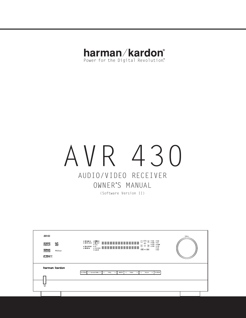 Harman-Kardon AVR 430 User Manual | 52 pages