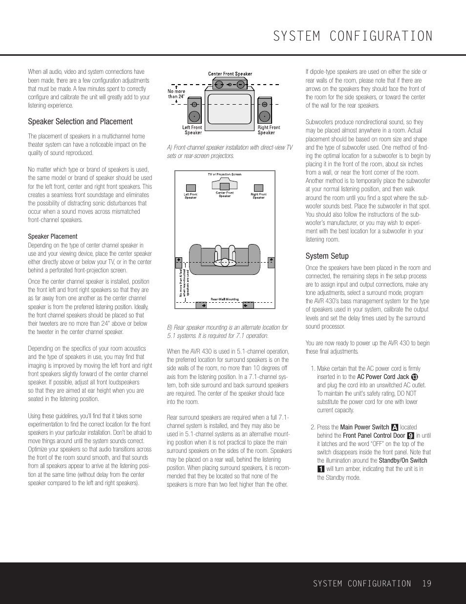 System configuration | Harman-Kardon AVR 430 User Manual | Page 19 / 52