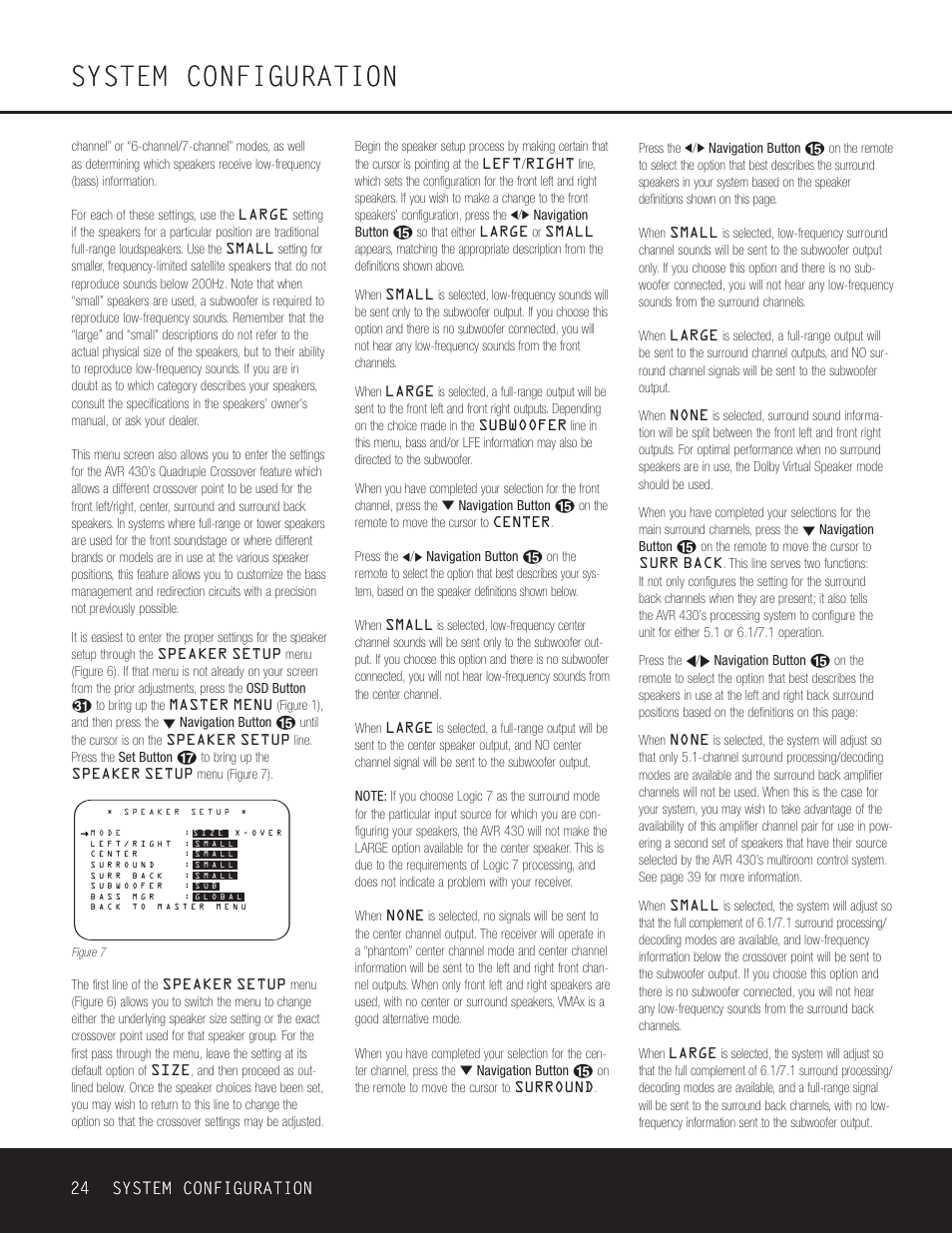 System configuration, 24 system configuration 24 system configuration | Harman-Kardon AVR 430 User Manual | Page 24 / 52