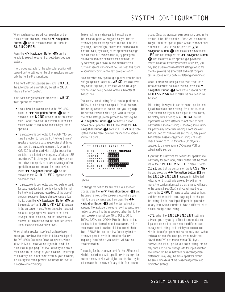 System configuration, System configuration 25 | Harman-Kardon AVR 430 User Manual | Page 25 / 52