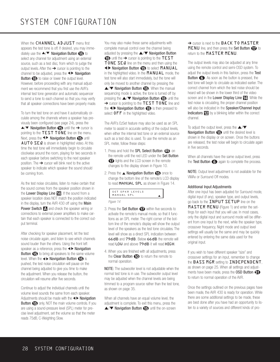 System configuration, 28 system configuration 28 system configuration | Harman-Kardon AVR 430 User Manual | Page 28 / 52