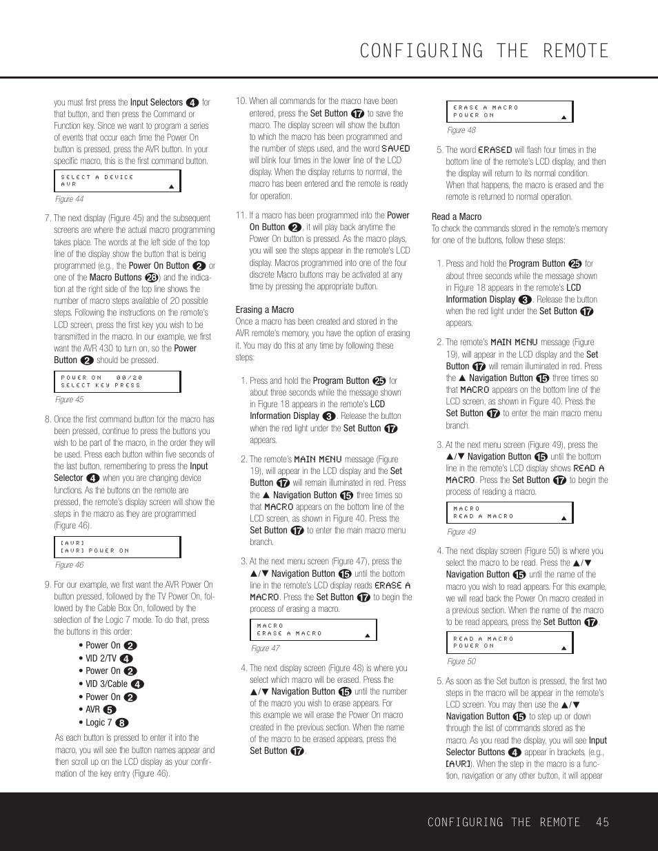 Configuring the remote, Configuring the remote 45 | Harman-Kardon AVR 430 User Manual | Page 45 / 52