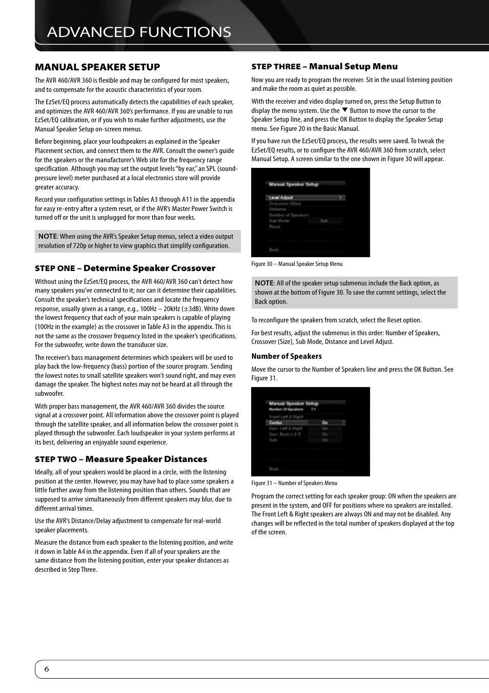 Advanced functions, Manual speaker setup | Harman-Kardon KARDON AVR 460 User Manual | Page 6 / 28