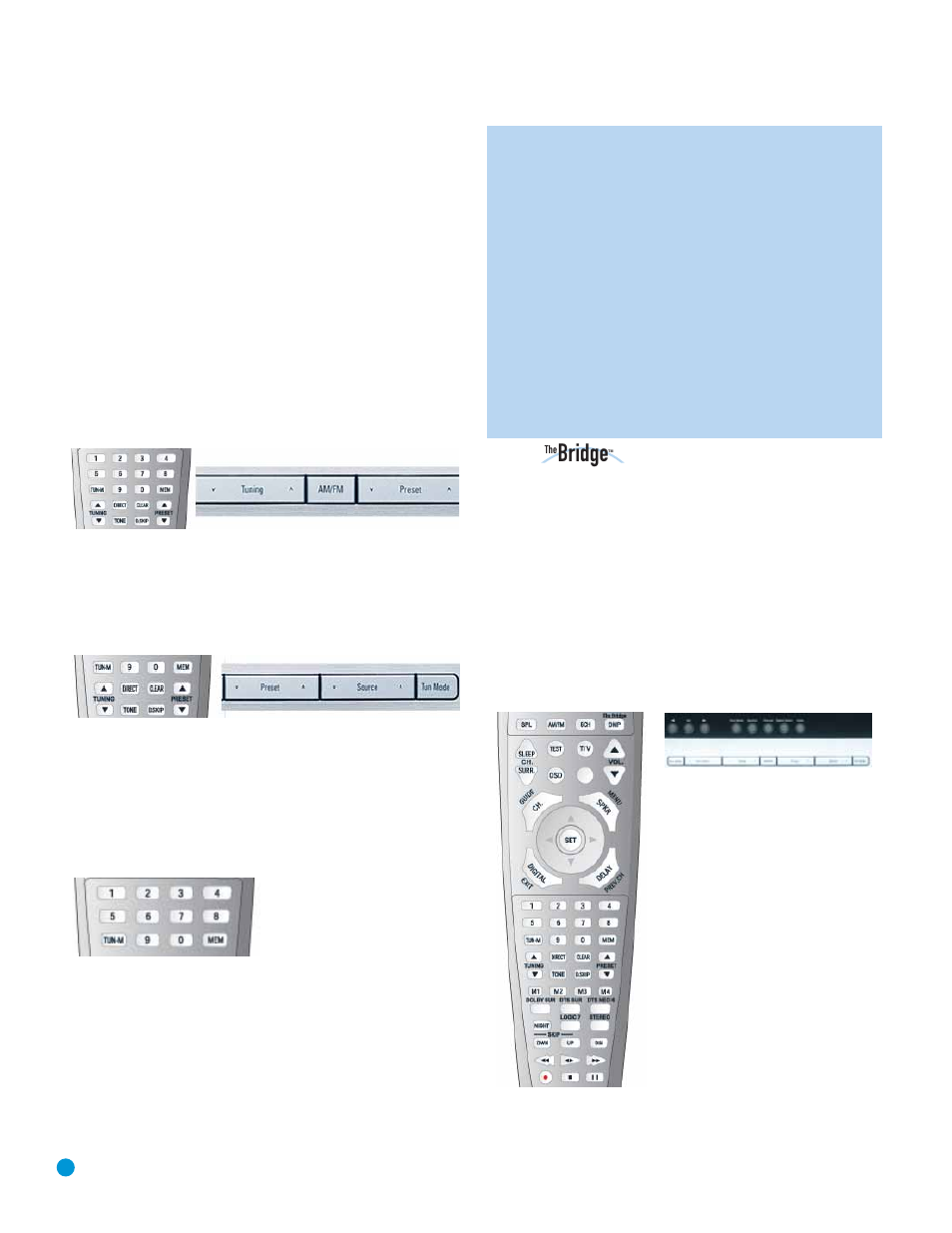 Operation, Bridge, Recording | Using | Harman-Kardon AVR 145 User Manual | Page 34 / 63