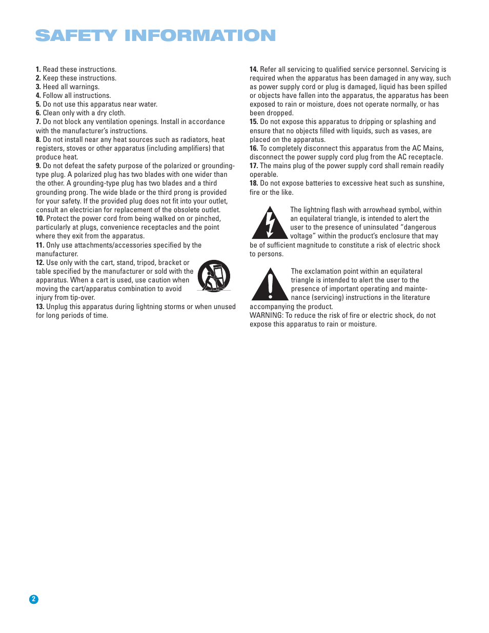 Safety information | Harman-Kardon HS 500 User Manual | Page 2 / 72