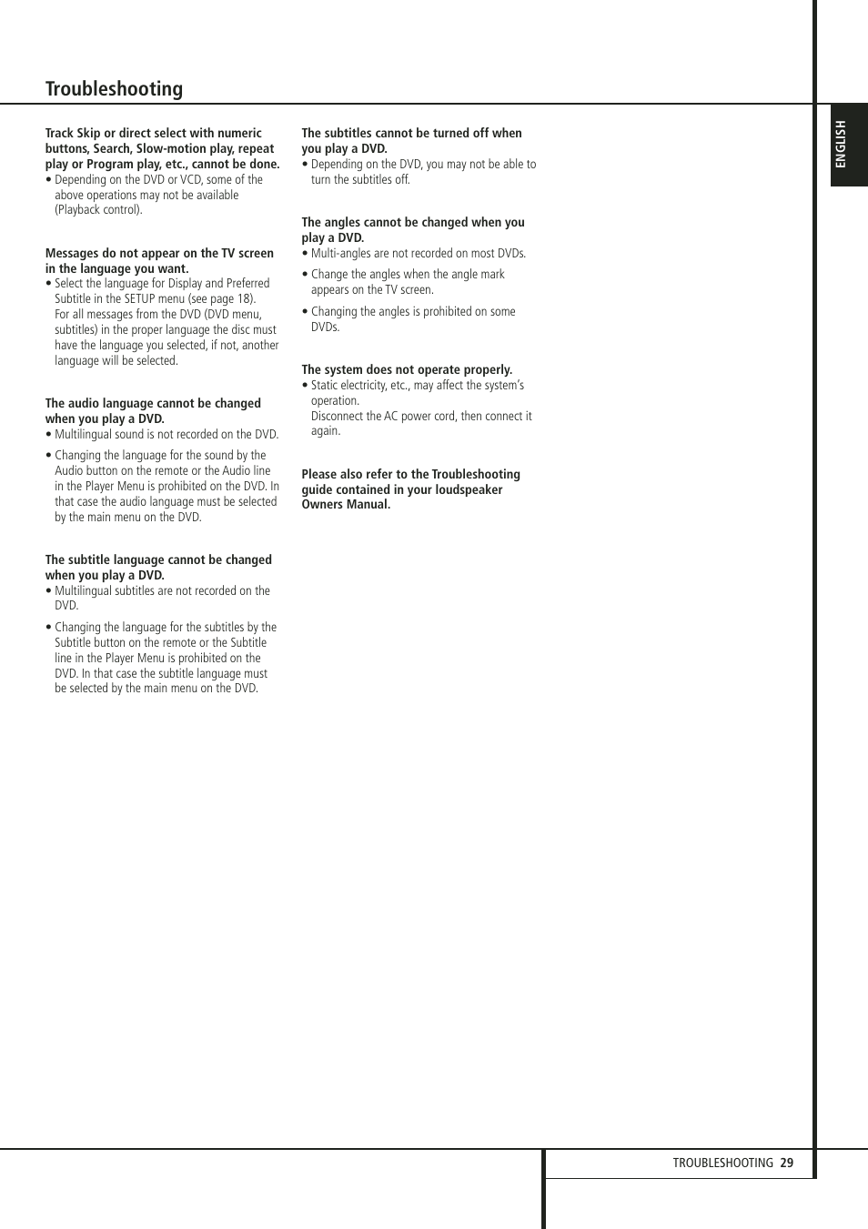 Troubleshooting | Harman-Kardon HS 300 User Manual | Page 29 / 32