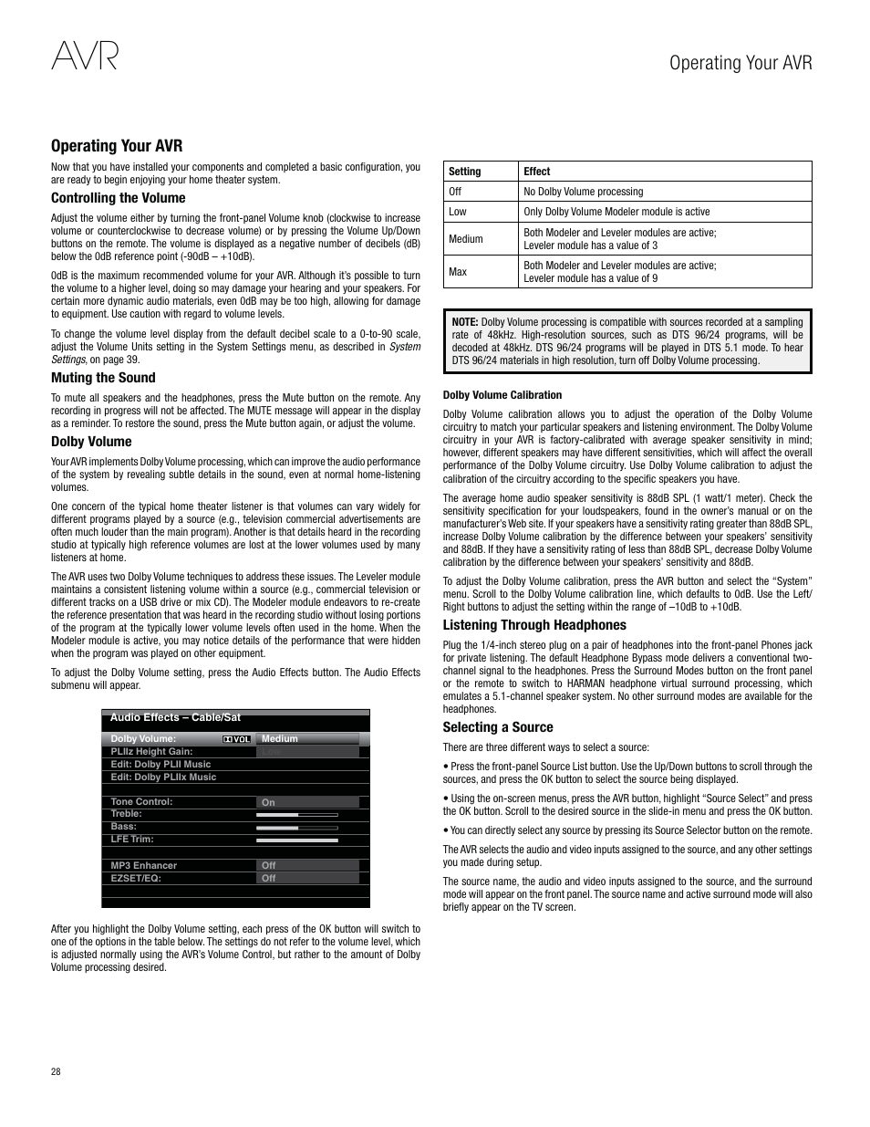 Operating your avr | Harman-Kardon AVR 3650 User Manual | Page 28 / 61