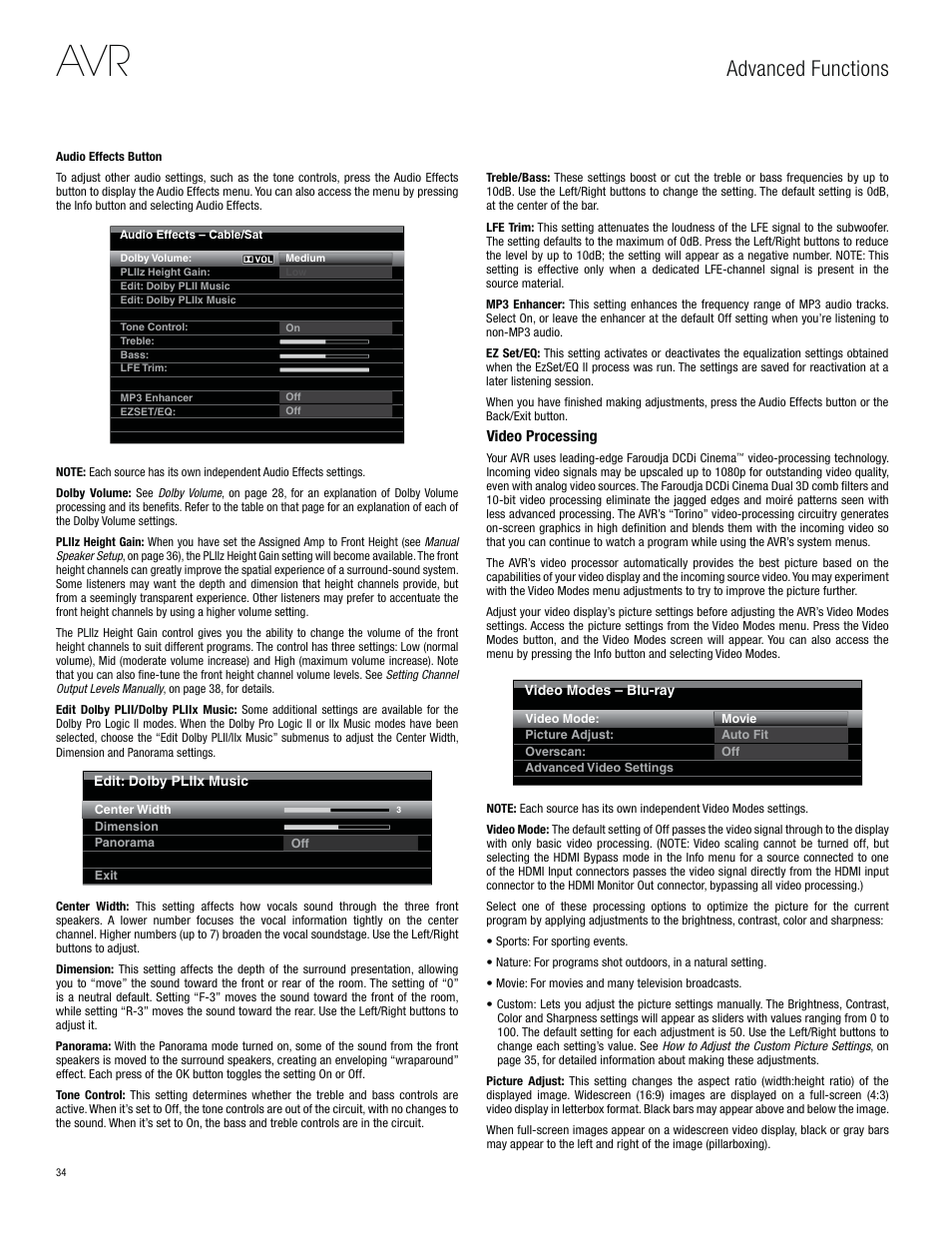 Advanced functions | Harman-Kardon AVR 3650 User Manual | Page 34 / 61
