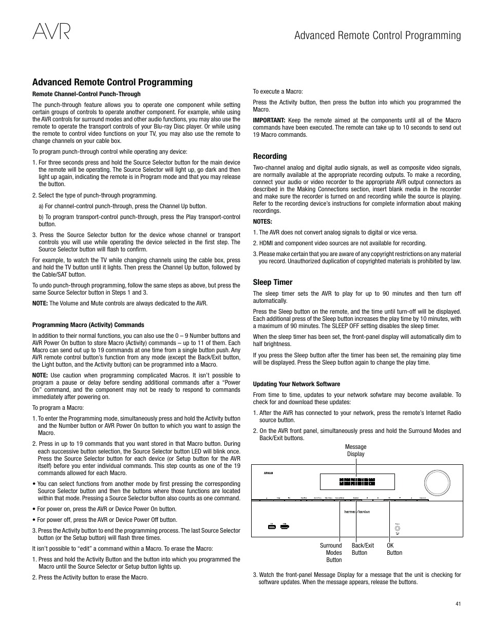 Advanced remote control programming | Harman-Kardon AVR 3650 User Manual | Page 41 / 61