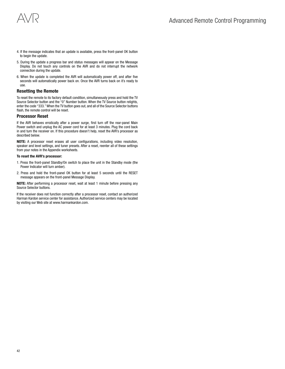 Advanced remote control programming | Harman-Kardon AVR 3650 User Manual | Page 42 / 61