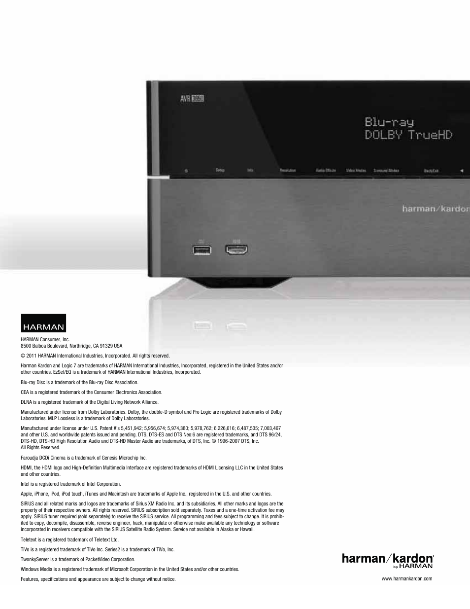 Harman-Kardon AVR 3650 User Manual | Page 61 / 61