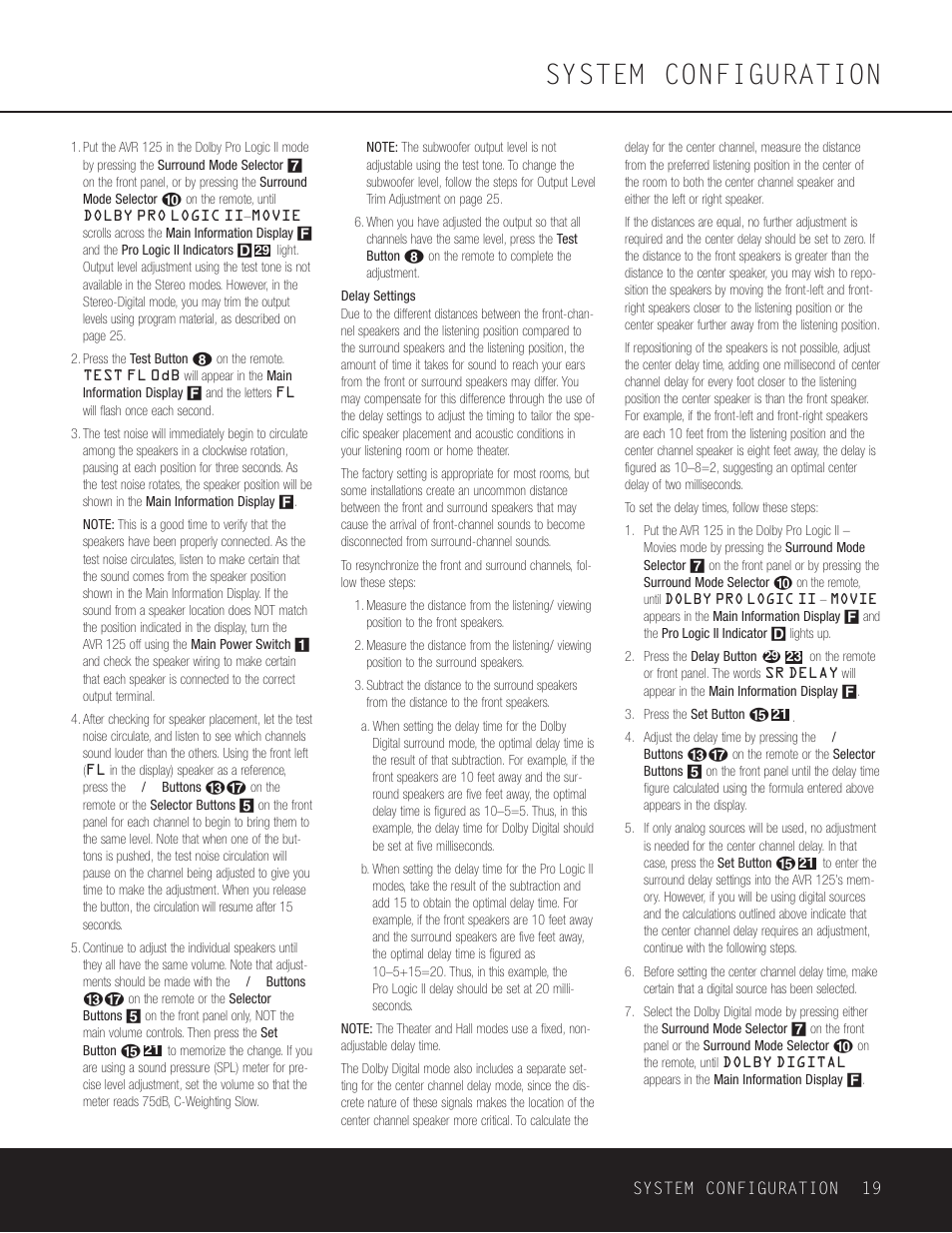 System configuration | Harman-Kardon AVR 125 User Manual | Page 19 / 49