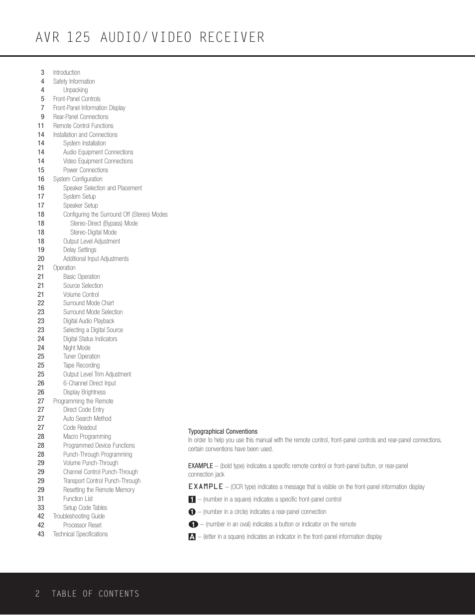 Harman-Kardon AVR 125 User Manual | Page 2 / 49