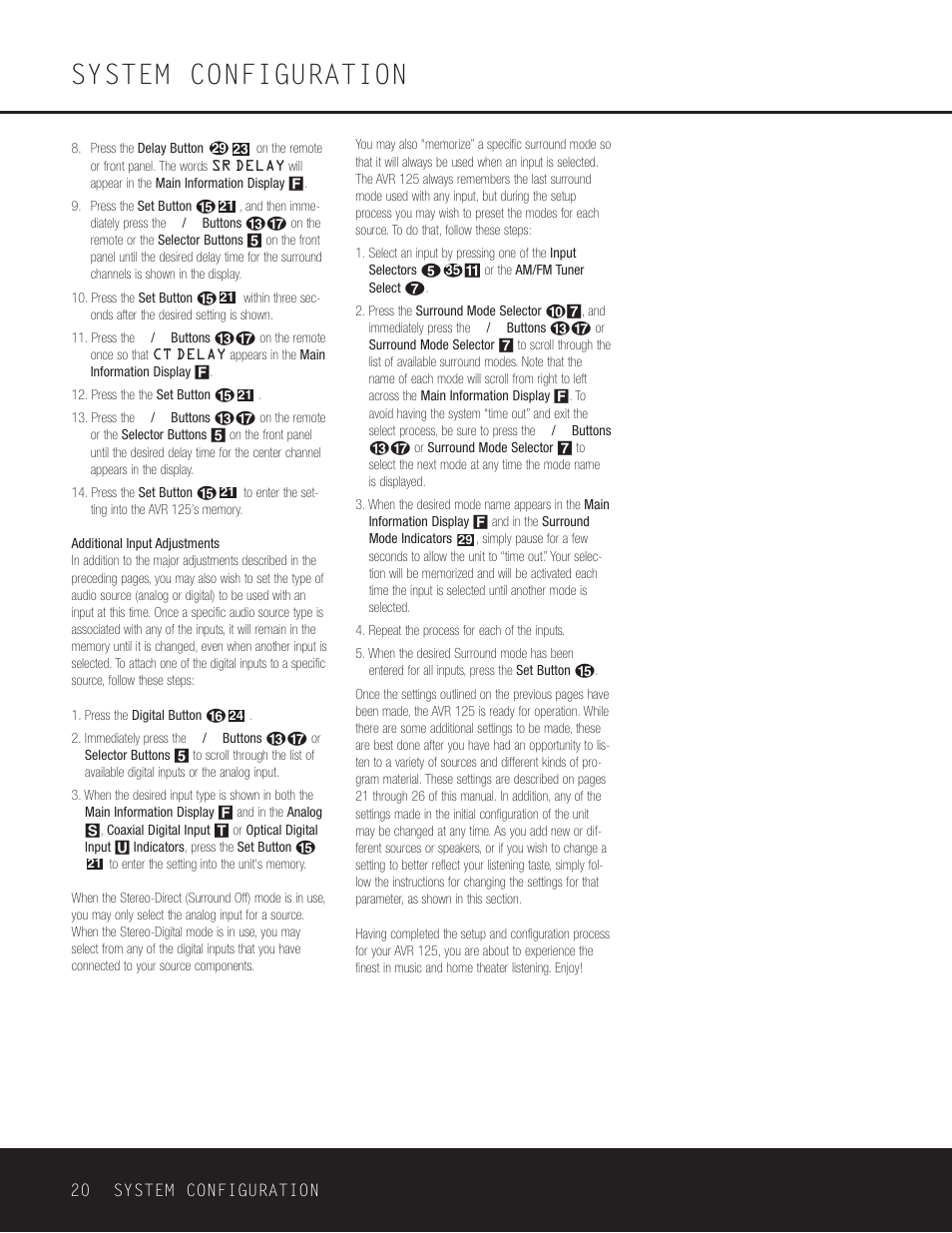 System configuration | Harman-Kardon AVR 125 User Manual | Page 20 / 49