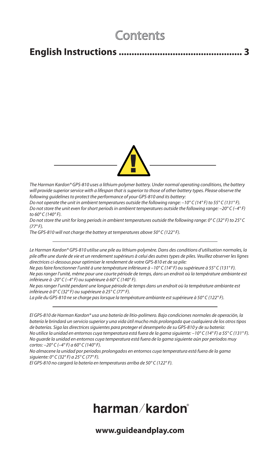 Harman-Kardon GPS-810 User Manual | Page 2 / 16